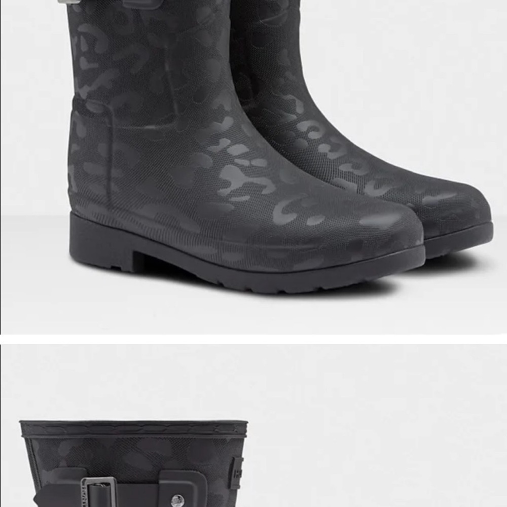 ISO Hunter black leopard refund boots short or tall size 8 1/2 or 9